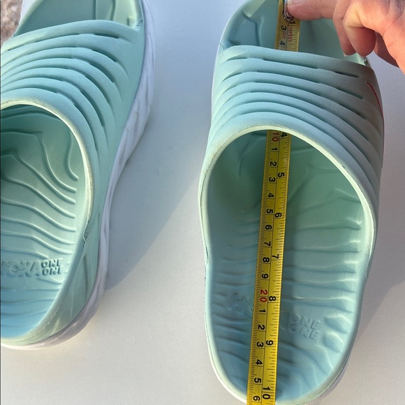 Hoka One One Mint Green & White Slides / with Red Accent - Picture 15 of 16